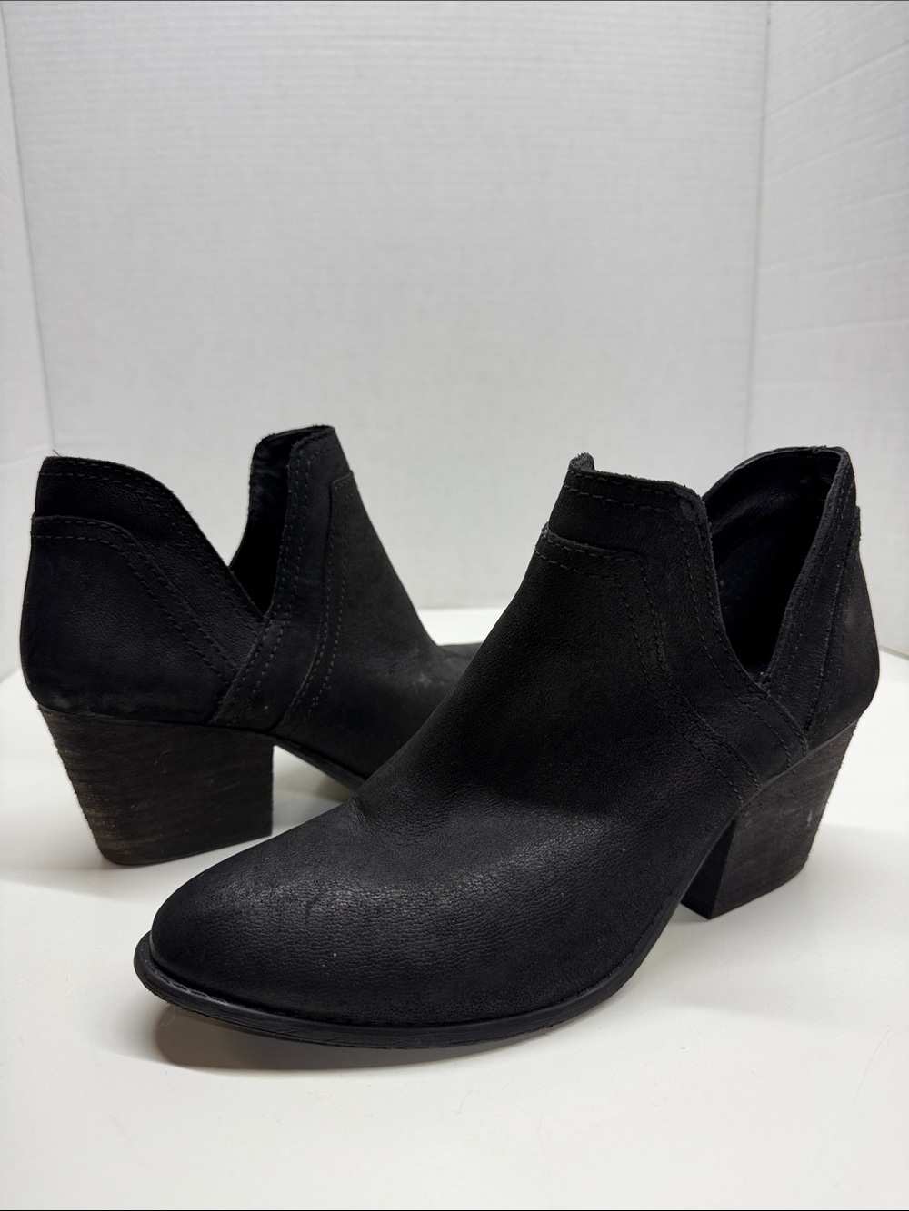 Steve Madden Aliee Boots Ankle Booties Pull On Short Suede Shoes Black Size 9